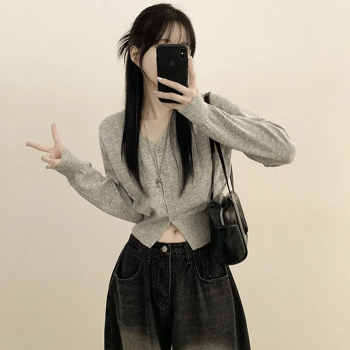 [캐시울✨/부드러워요] 허리잘록! 크롭 브이넥 니트 가디건 상세 이미지 15