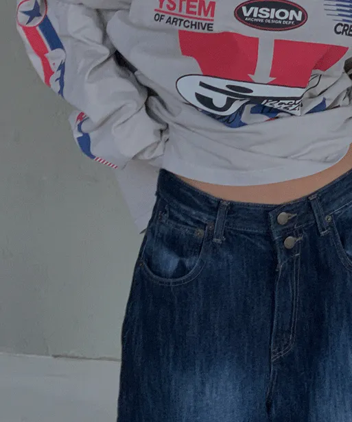 투버튼 빅 와이드 데님