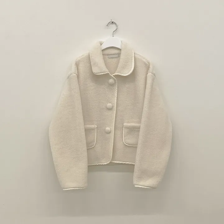 [양면퍼🧸/귀여움] 아방핏 양털 후리스 뽀송 카라 덤블 퍼자켓 크롭점퍼 밍크 숏코트 상세 이미지 24
