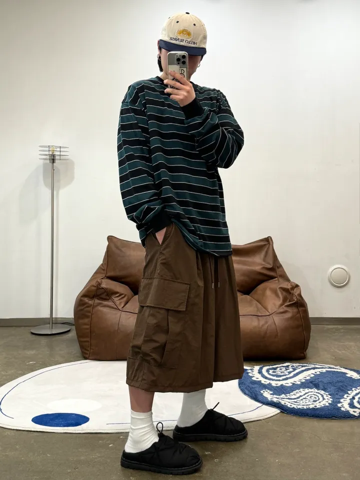 (누적 1000장)(4COLOR) 빅포켓 나일론 8부 카고팬츠 (카고반바지, 여름반바지, 8부팬츠, 와이드반바지, 카고하프팬츠, 나일론팬츠) 상세 이미지 28