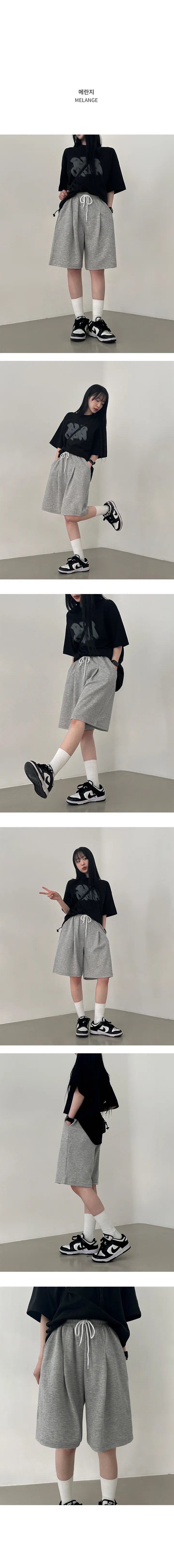 1+1할인[힙힙힙~/탄탄밴딩] 엘린 버뮤다 와이드 숏 트레이닝팬츠 상세 이미지 6