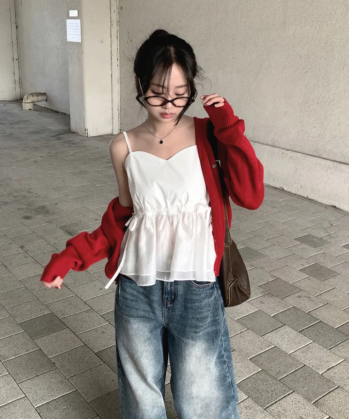 [데일리🫧벚꽃룩] 부코 펜던트 브이넥 니트 가디건 봄 가을 / 벚꽃룩 개강룩 데이트룩 여름가디건 여름니트 클래식블랑 상세 이미지 21