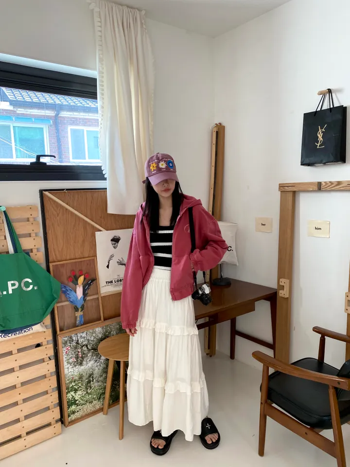 [💖봄신상/여리여리/💖피그먼트]헤븐 시보리 크롭 아방핏 루즈핏 자수 여친룩 꾸안꾸 후드 집업 상세 이미지 18