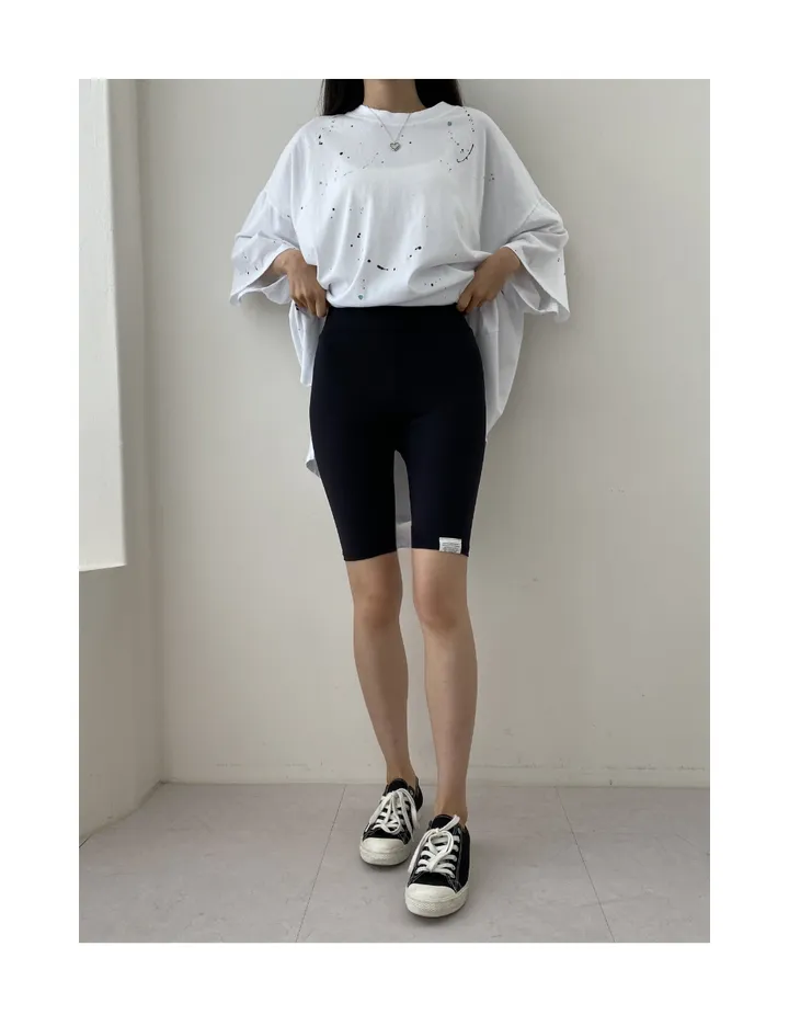 2color 사방스판 하이밴딩 뱃살커버 4부 레깅스팬츠 상세 이미지 11