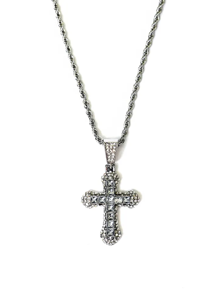 [s.steel/3color] bold cubic cross necklace | 볼드 큐빅 십자가 목걸이 상세 이미지 40