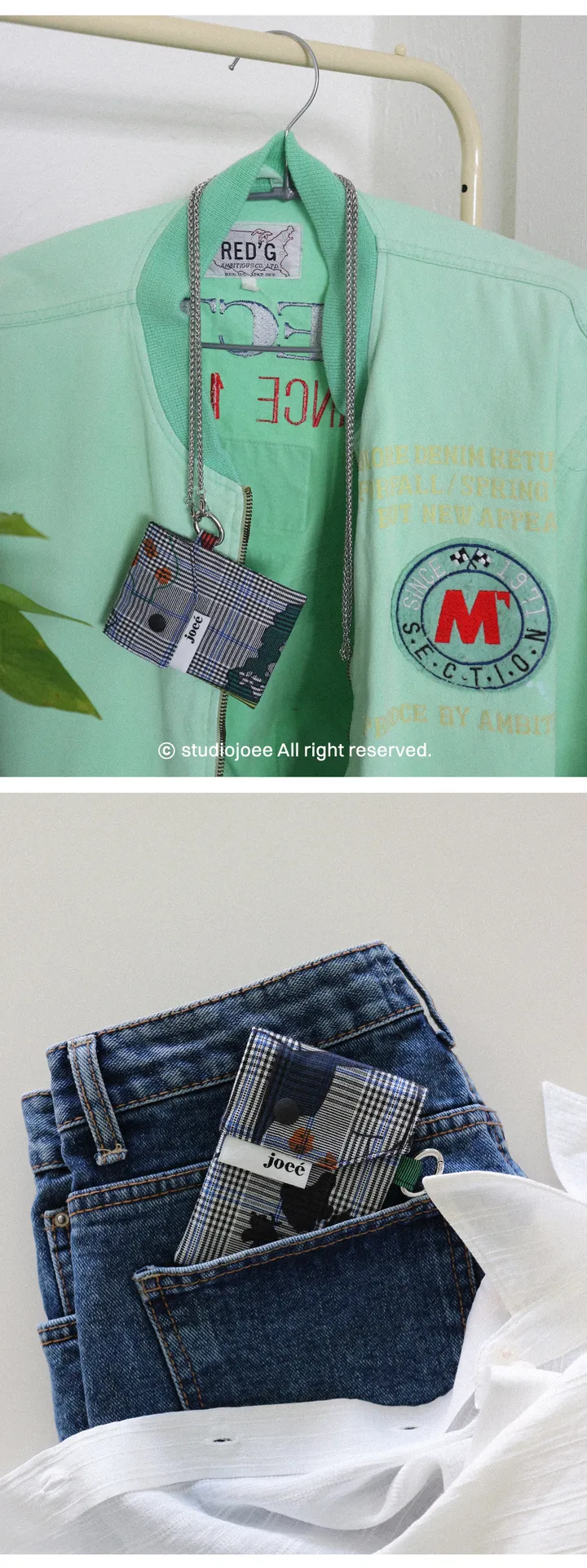 키치 체크 미니월렛 그레이 kitsch check mini wallet 상세 이미지 8