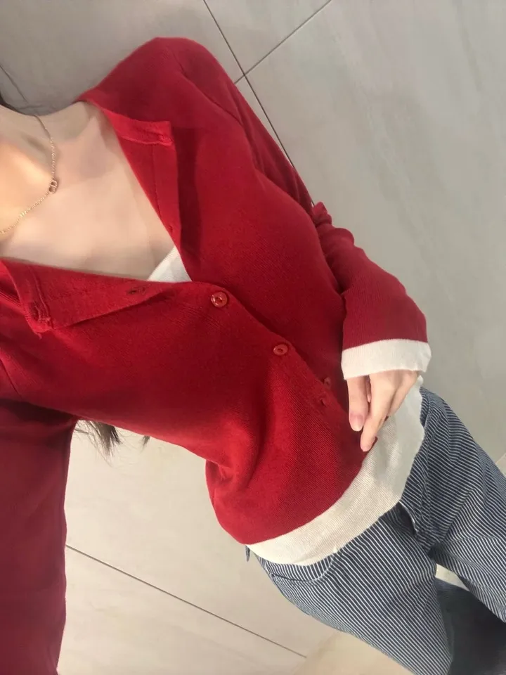 [일체형] 4color 레이어드 니트 가디건 *레이어드 가디건, 골지 가디건, 간절기, 배색가디건 상세 이미지 16