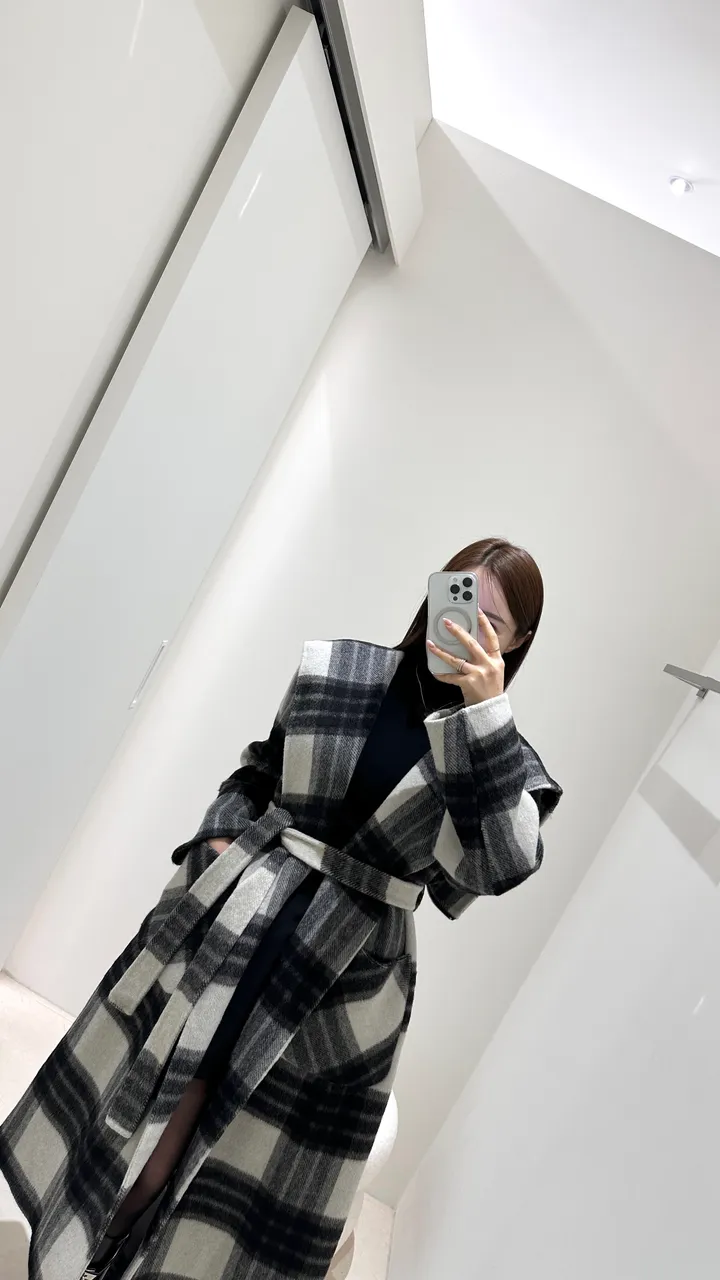세일러 빅카라 체크 후드 롱코트 (수입) 상세 이미지 1