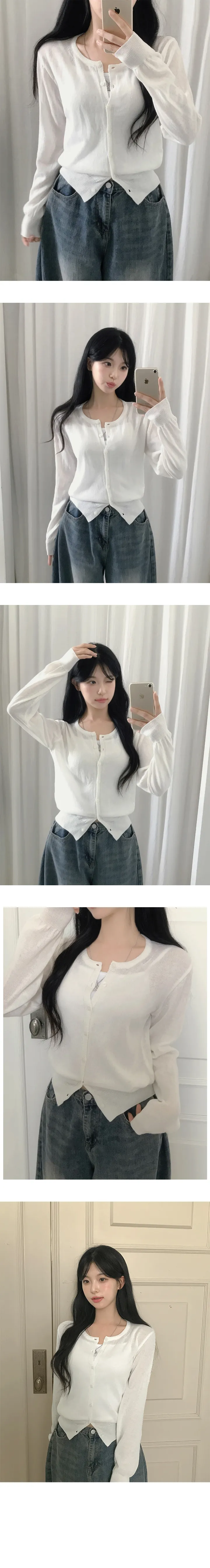 *묶음할인[여름가디건종결/린넨] 소프트 라운드 긴팔 크롭니트티 상세 이미지 6