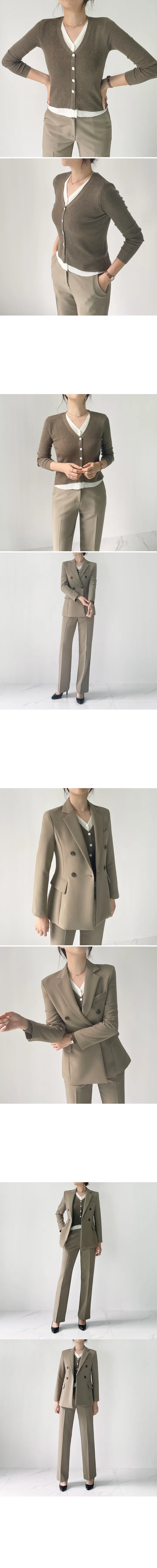 [주문폭주] 리즐 골지 이중 레이어드 투웨이 브이넥 니트 가디건  (베이지/카키/브라운/그레이/블랙) 상세 이미지 4