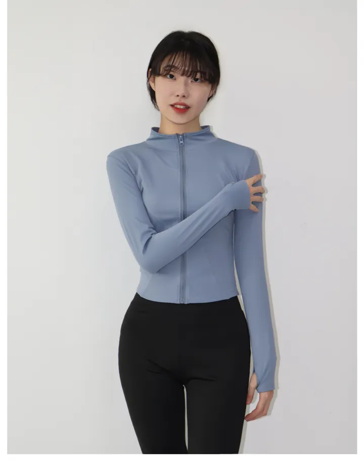 *묶음할인/날씬핏* 에리시 핑거홀 슬림핏 긴팔집업 트레이닝 반넥 하프넥 필라테스 운동 헬스 요가 상의 상세 이미지 6