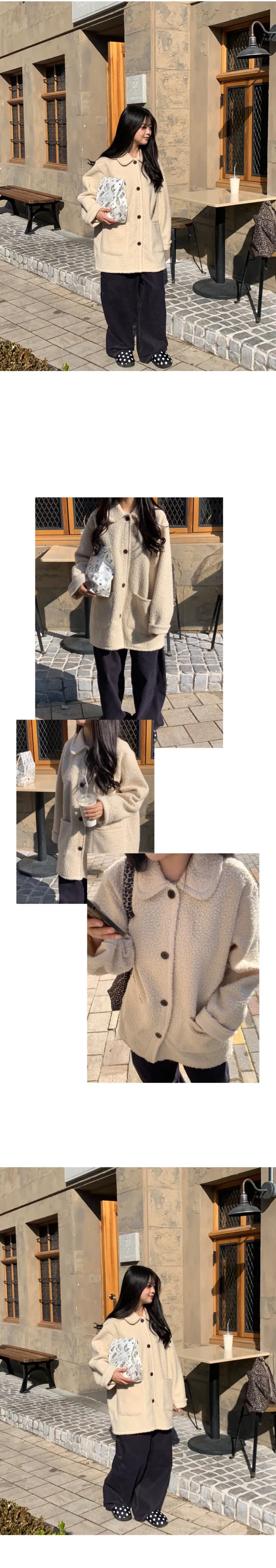 [당일발송/문의폭주] 푸들 뽀글이 부클 카라 하프코트 상세 이미지 6
