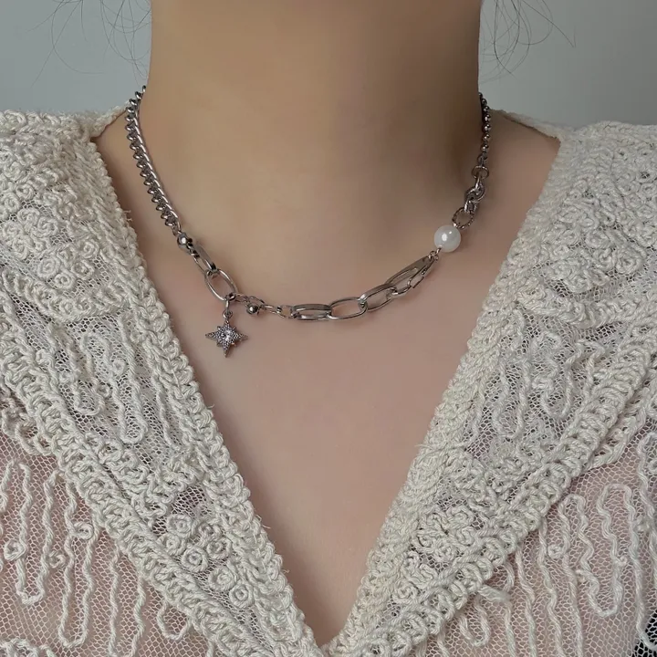 [made] 2way 볼드 힙 유니크 엔티크 십자가 카라비너 별 써지컬 목걸이 상세 이미지 13