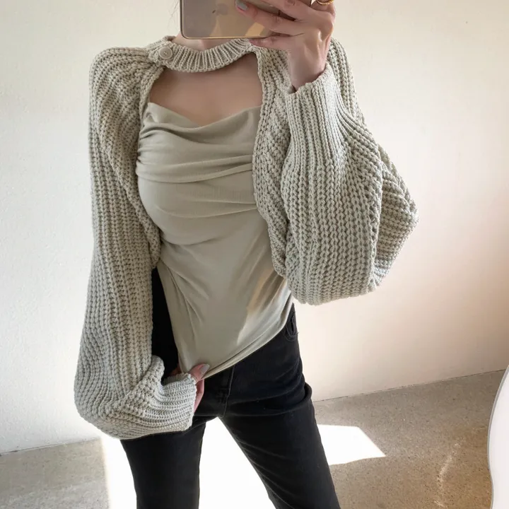 볼류머 크롭 볼레로 가디건 상세 이미지 10