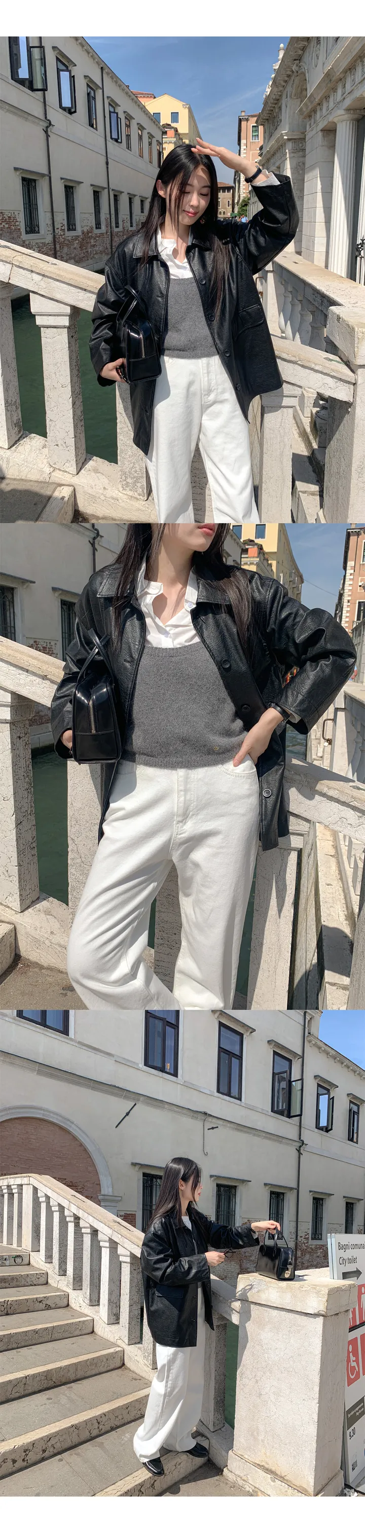[자체제작/오늘출발/1만장돌파!]#봄🌷 바텐 오버핏 하프 레더 자켓 (데일리룩/개강룩/봄아우터/봄자켓/레더자켓/가죽자켓/루즈핏) 상세 이미지 163