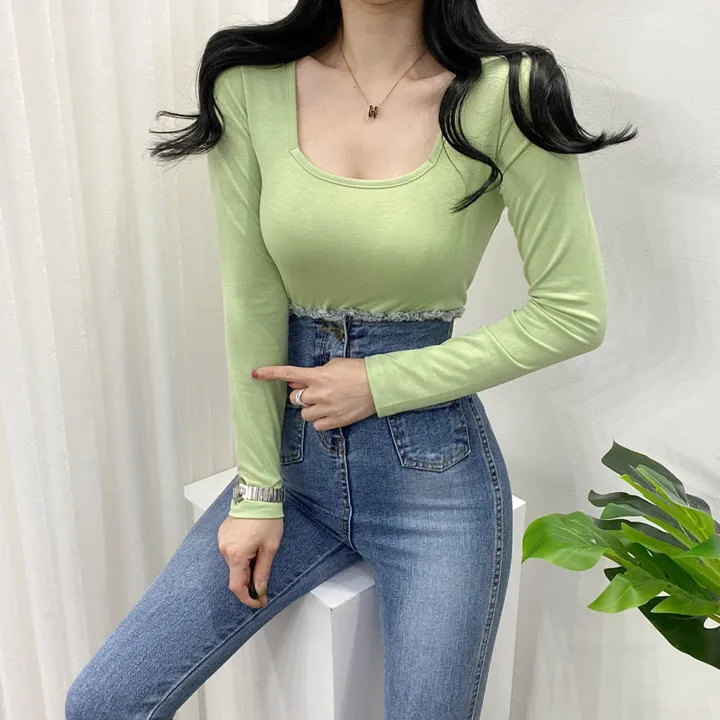 🚀당일발송🚀[묶음할인/11컬러] 조이 봄 가을 뉴 스퀘어넥 긴팔 티셔츠 이너티 상세 이미지 27