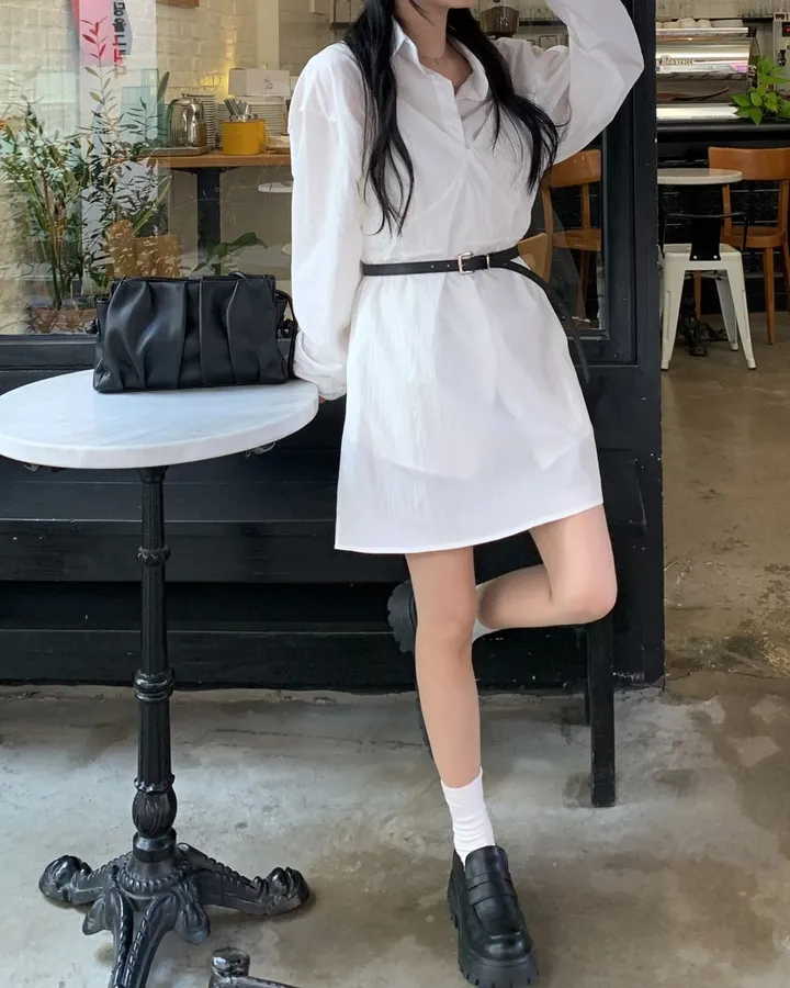 [set🖤/기장조절/데이트룩] 셔츠ops+뷔스티에ops 투피스 레이어드 세트set 상세 이미지 21