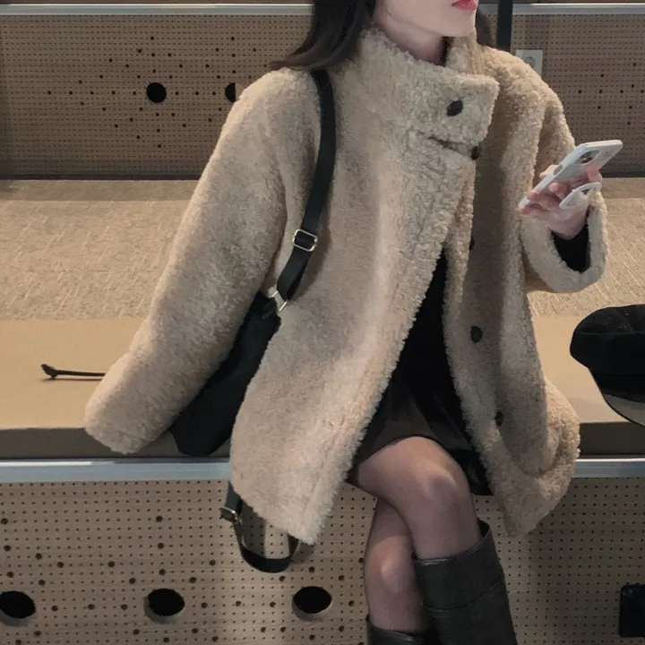 [왕아방핏🤎/주문폭주✨]후회없는 선택,푸들 양털 오버핏 하프 스웨이드 퍼자켓,코트 상세 이미지 17