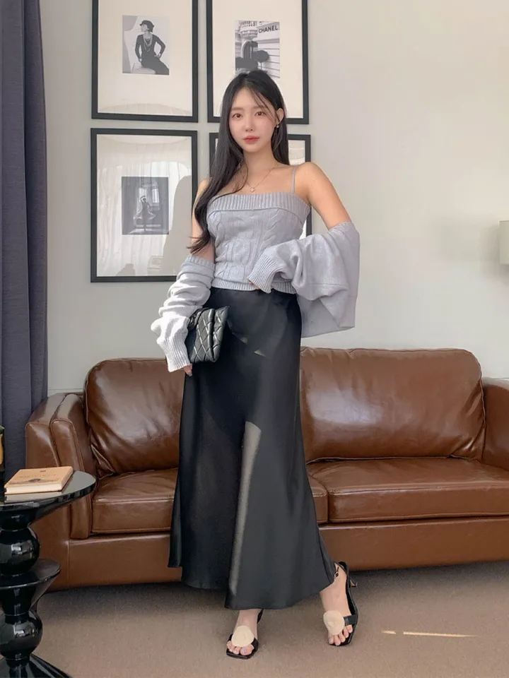 [찐애정템ㅠ고퀄버전*나시볼레로setෆ부유방삭제핏] 빈츠 꽈배기 끈나시 + 루즈핏 긴팔 볼레로 세트 니트 탑 나시 크롭 볼레로 가디건 스판 긴팔 투피스 세트 봄 가을 데일리룩 데이트 상세 이미지 56