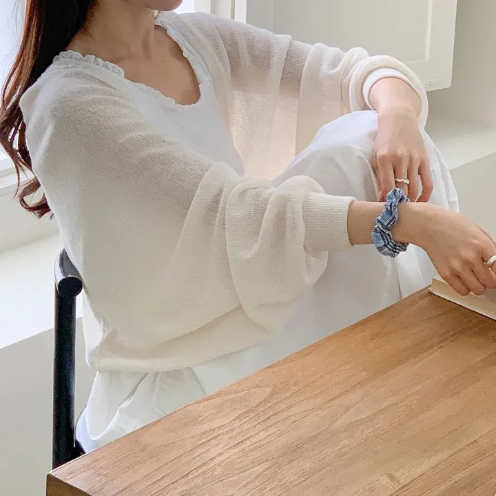[여름SALE/핏보장/살안타템] 여름용 크롭 그물 네트 볼레로 가디건 얇은 니트 시스루 햇빛차단 체형커버 간절기 오버핏 부유방커버 장마룩 살탐방지 휴양지룩 레이어드 - 4color 상세 이미지 12