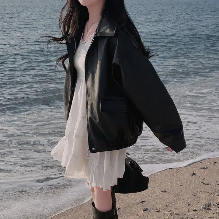 [핵고퀄!/✨주문폭주/후기극찬✨]매트 레더의 정석,오버핏 레더 블루종 자켓 점퍼 상세 이미지 41