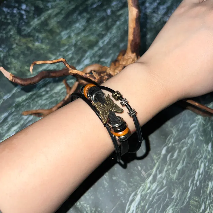Butterfly Leather Bracelet / 팔찌 가죽팔찌 나비 나비팔찌 빈티지 히피 에스닉 오리엔탈 메탈 심플 데일리 유니크 포인트 상세 이미지 10