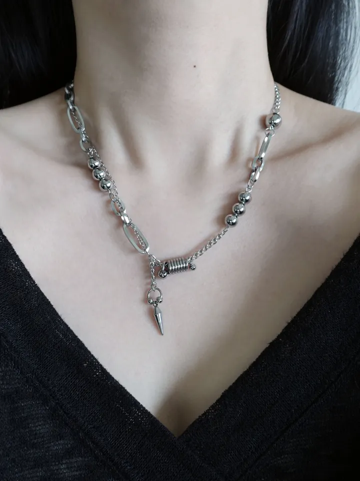 [써지컬] pierce drop necklace | 피어싱 볼 드롭 목걸이 상세 이미지 5