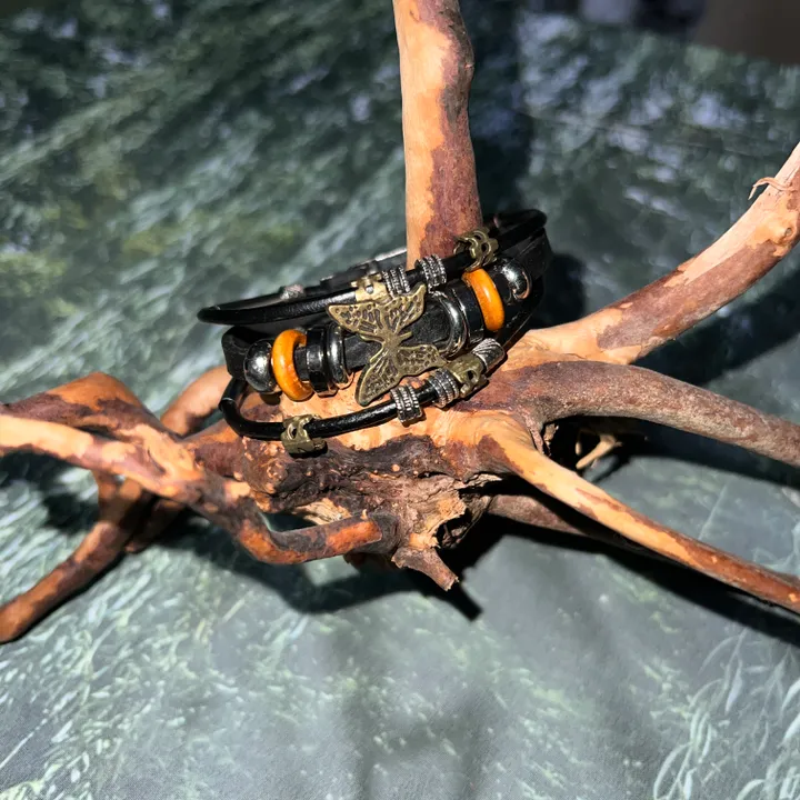 Butterfly Leather Bracelet / 팔찌 가죽팔찌 나비 나비팔찌 빈티지 히피 에스닉 오리엔탈 메탈 심플 데일리 유니크 포인트 상세 이미지 7