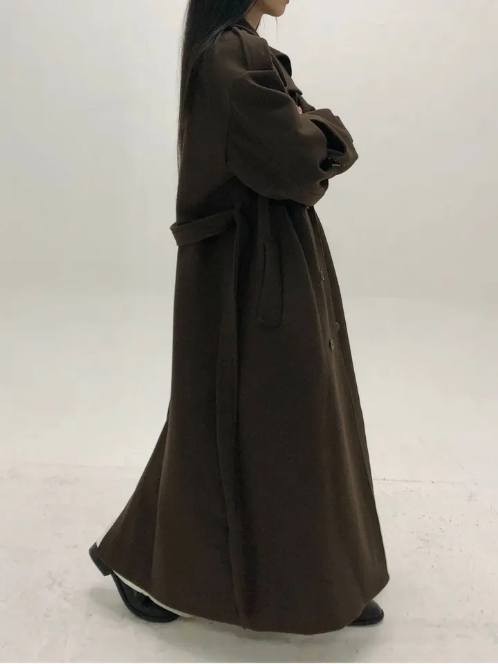 [Unisex] Mael maxi coat (3co) / 울 오버 루즈핏 누빔 안감 벨트 맥시 코트 상세 이미지 16