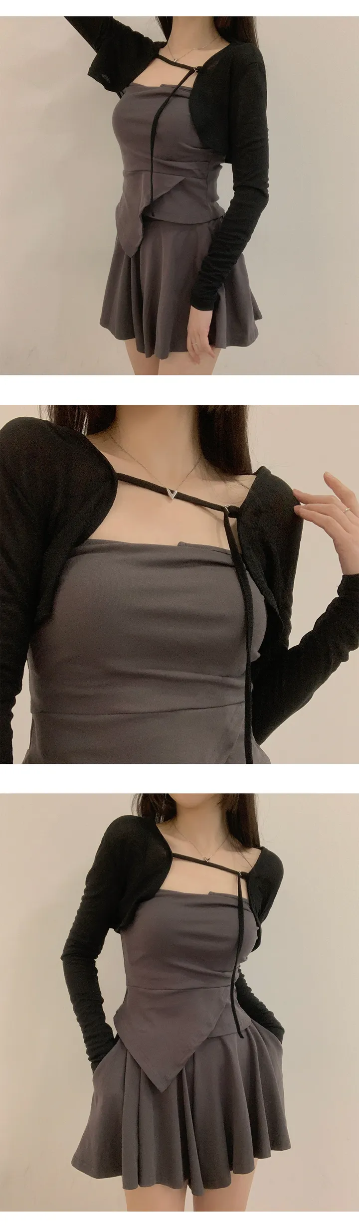 3PCS 로맨틱세트! [볼레로+나시+치마바지=세트템/페미닌/플레어스커트]  3PES 나시+치마바지+볼레로 셋업SET 플레어스커트 시스루볼레로 페미닌 로맨틱 갓성비 세트 2Color 상세 이미지 9