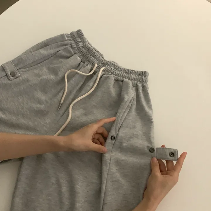 Made [봄컬러추가/🤍숏,롱!] 비어 사이드스냅 비죠, 버튼 롱와이드 트레이닝 추리닝 밴딩팬츠 - 12color 상세 이미지 2