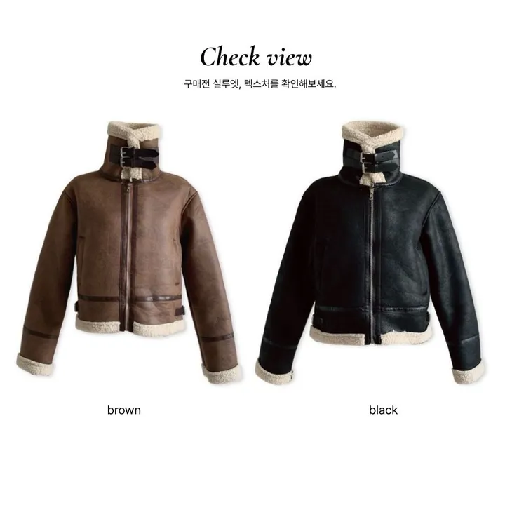 [무스탕맛집❄/유사품No!] 투버클 크롭 레더 양털 무스탕 jk 상세 이미지 4