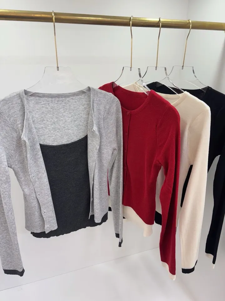 [일체형] 4color 레이어드 니트 가디건 *레이어드 가디건, 골지 가디건, 간절기, 배색가디건 상세 이미지 5