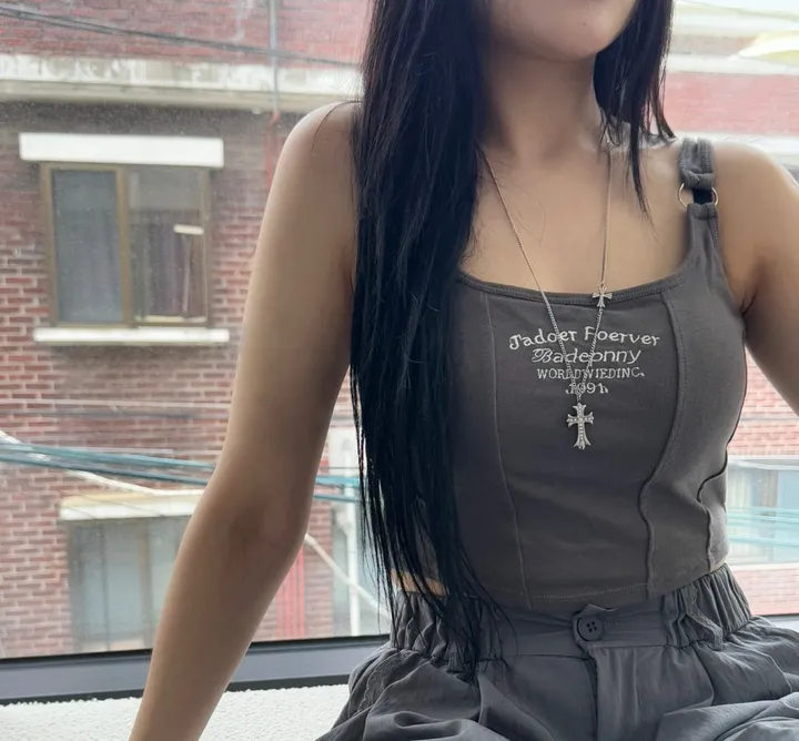 [🖤오늘출발🖤/써지컬] 큐빅 더블 크로스 목걸이 긴 목걸이 롱 목걸이 상세 이미지 2