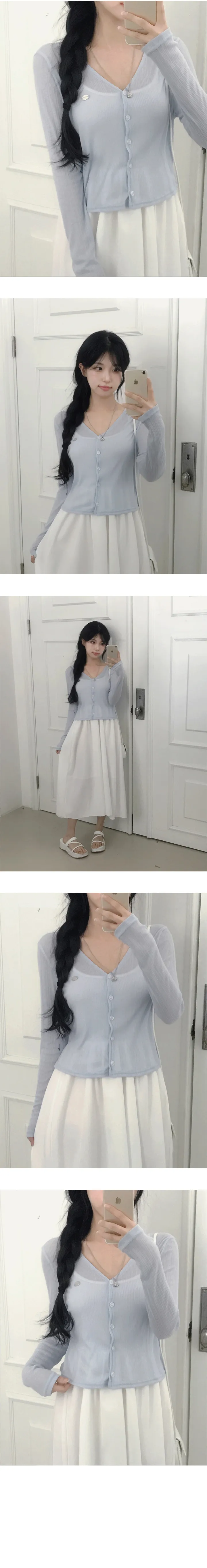 *묶음할인[펜던트Point/자외선차단☀] 봄부터 여름까지! 베이 브이넥 긴팔 가디건 상세 이미지 7