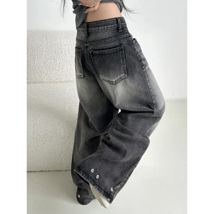 ★2/25 출고예정★❤️‍🔥컬러추가│누적판매2,000 돌파 기념❤️‍🔥비죠 버튼 포인트 블랙 루즈 와이드 빈티지 데님 팬츠(3-5일 여유주문) 상세 이미지 34