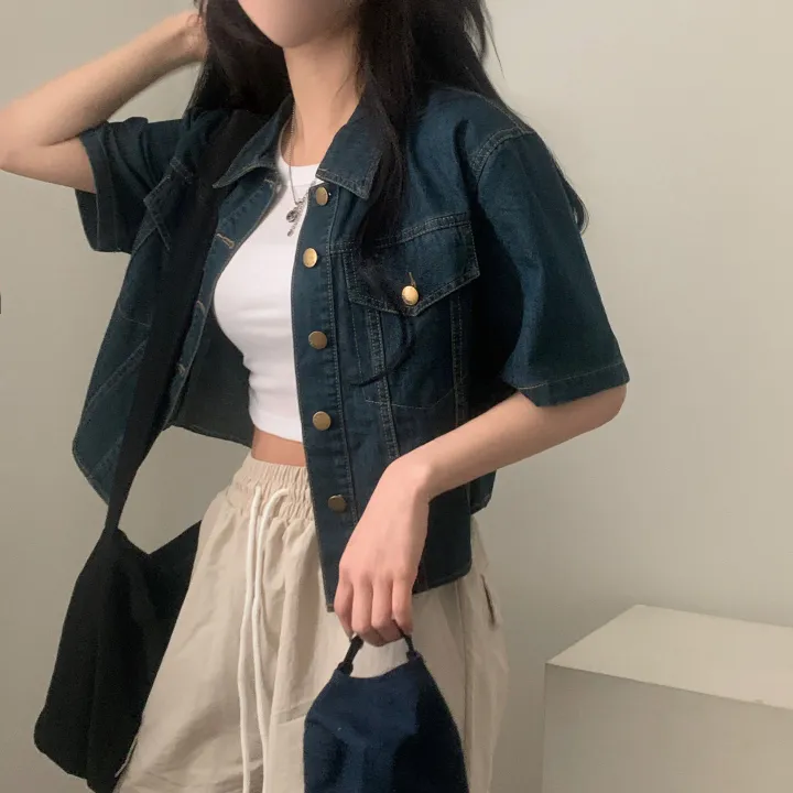 [데일리/청순무드(＊’͜’ )] 봄웨더 반팔 데님 크롭 청자켓 - 3color 상세 이미지 38