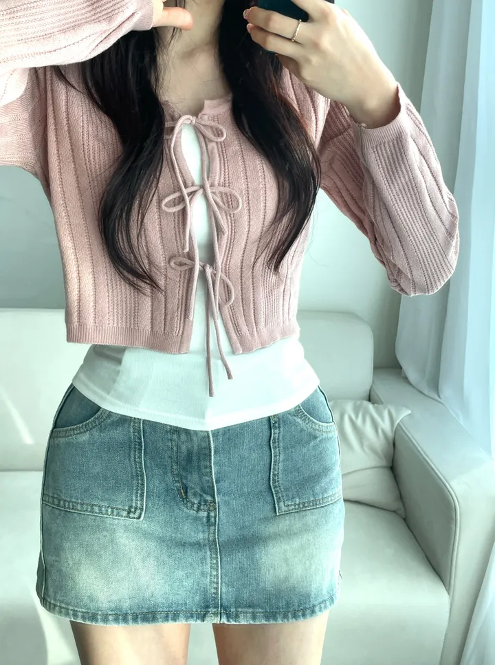[주문폭주🤍/리본포인트!]  💘남심 저격해버릴 리스 쓰리리본 가디건 상세 이미지 24