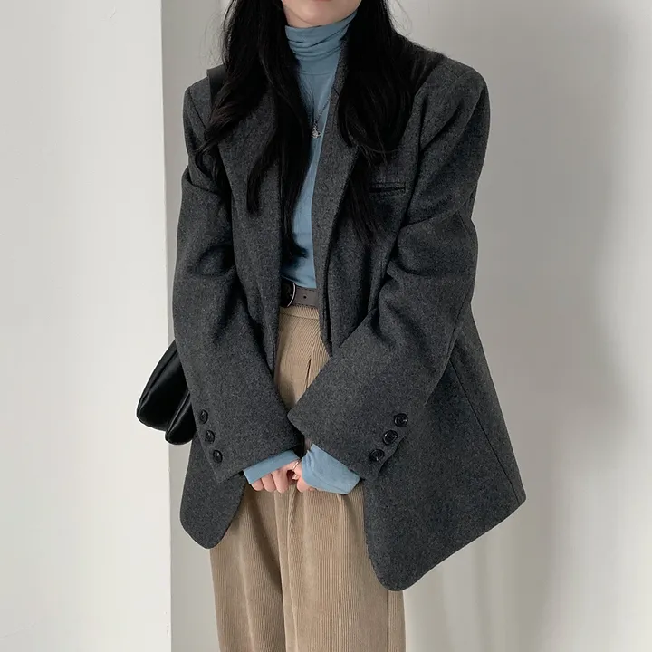 [wool100%/브랜드공정]  윈터 싱글 투버튼 카라 리얼 울 자켓 블레이저 - jk 상세 이미지 44