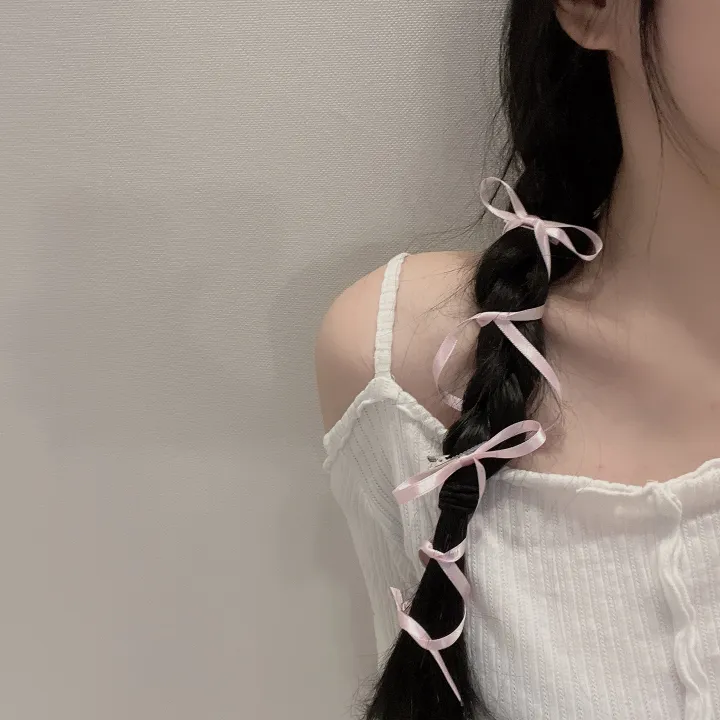 당일🎀/+색상추가/최저가 [자체제작/2,4,6p] 새틴 롱리본핀 7color / 헤어핀 머리핀 집게핀 리본 발레코어 공주 체육대회 워터밤 뉴진스 제니 우정 커플 포인트 z005 상세 이미지 19
