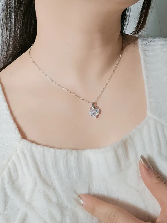 크리스탈 컬렉션 하트 앤 리본 큐빅 체인 써지컬 목걸이 상세 이미지 32