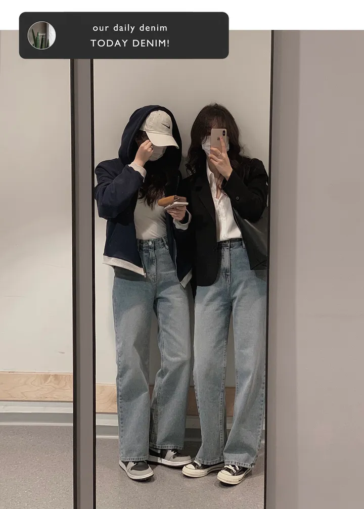 [후기인증핏👖] 투데이 와이드 중청데님팬츠 (+기본/롱ver) - 4 size (자체제작/슬로우앤드/와이드핏/스트레이트핏/데일리룩/워싱) 상세 이미지 4