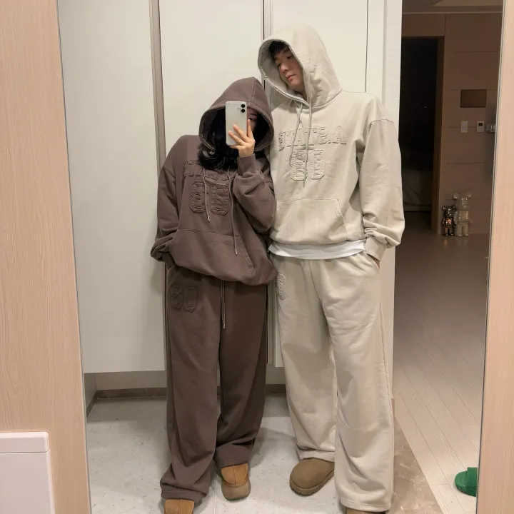(따로가능)컬르 피그먼트 양기모 후드티 세트    *조거,와이드,스트링,남녀공용,커플 상세 이미지 9