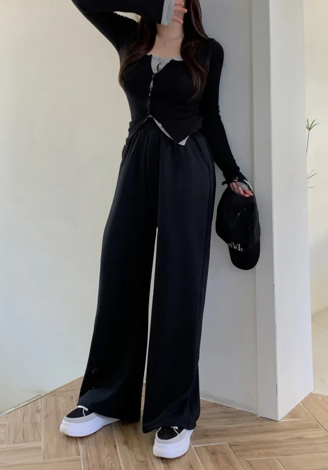 시선 골지 레이어드 배색 단추 가디건 티셔츠4color 상세 이미지 28