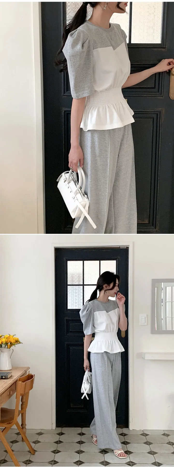 신상💛[2color] 러블리 커리어우먼 배색 상하의 set 상세 이미지 5
