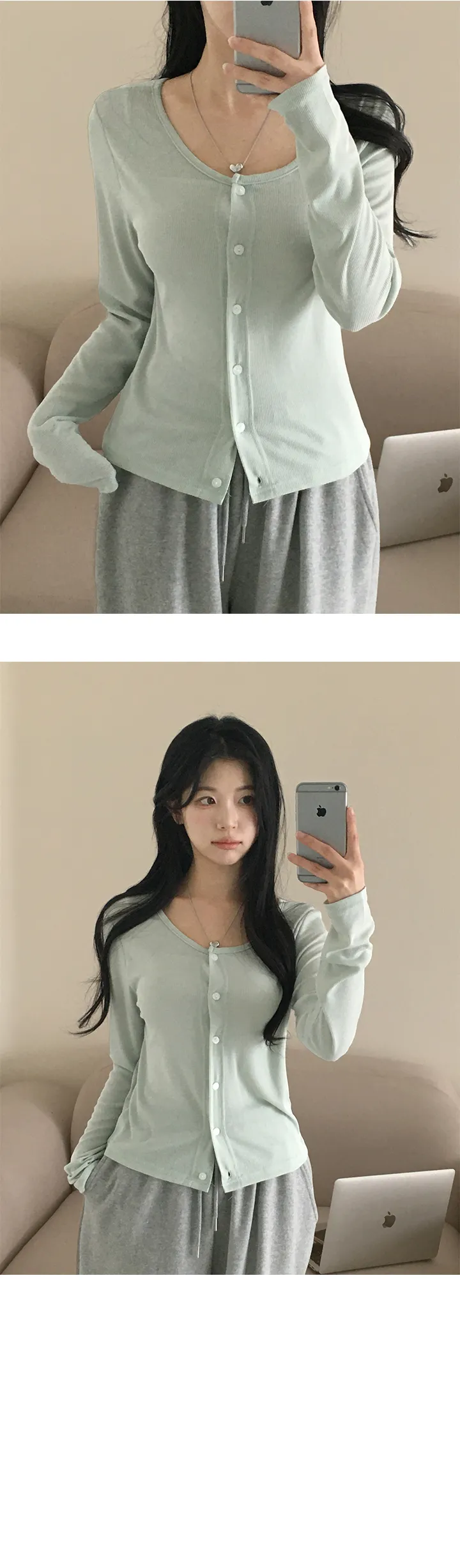*묶음할인[여리핏💗/부드러워요] 프림 베이직 라운드 골지 긴팔 가디건 상세 이미지 11