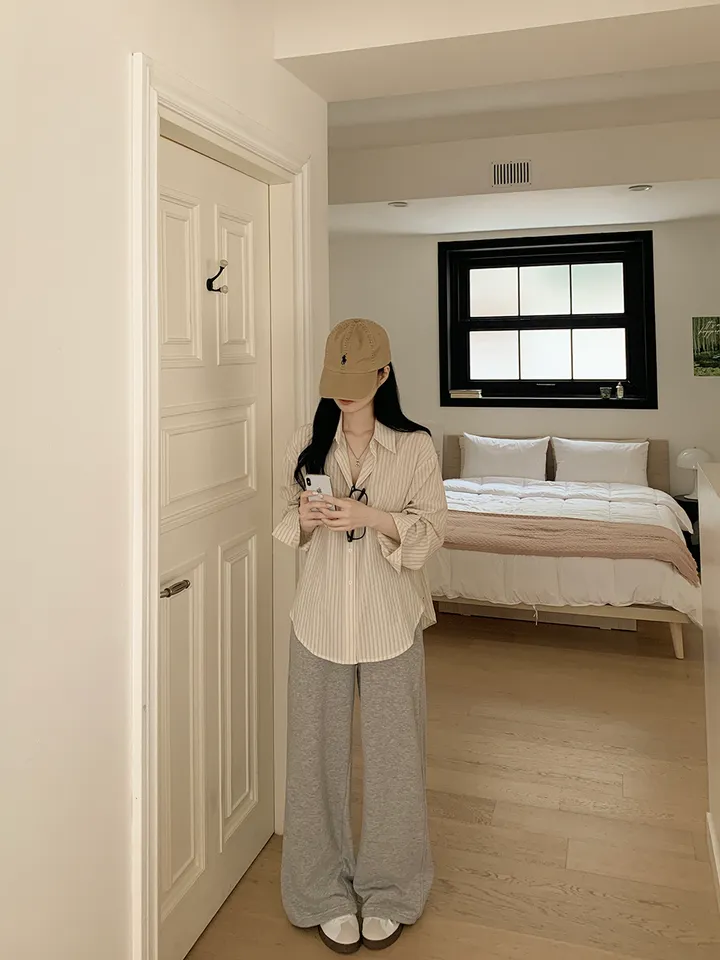 [여름셔츠✨/오버핏!] 버터링 스트라이프 바스락 코튼 레이어드 셔츠 넉넉함보장 빅사이즈 상세 이미지 22