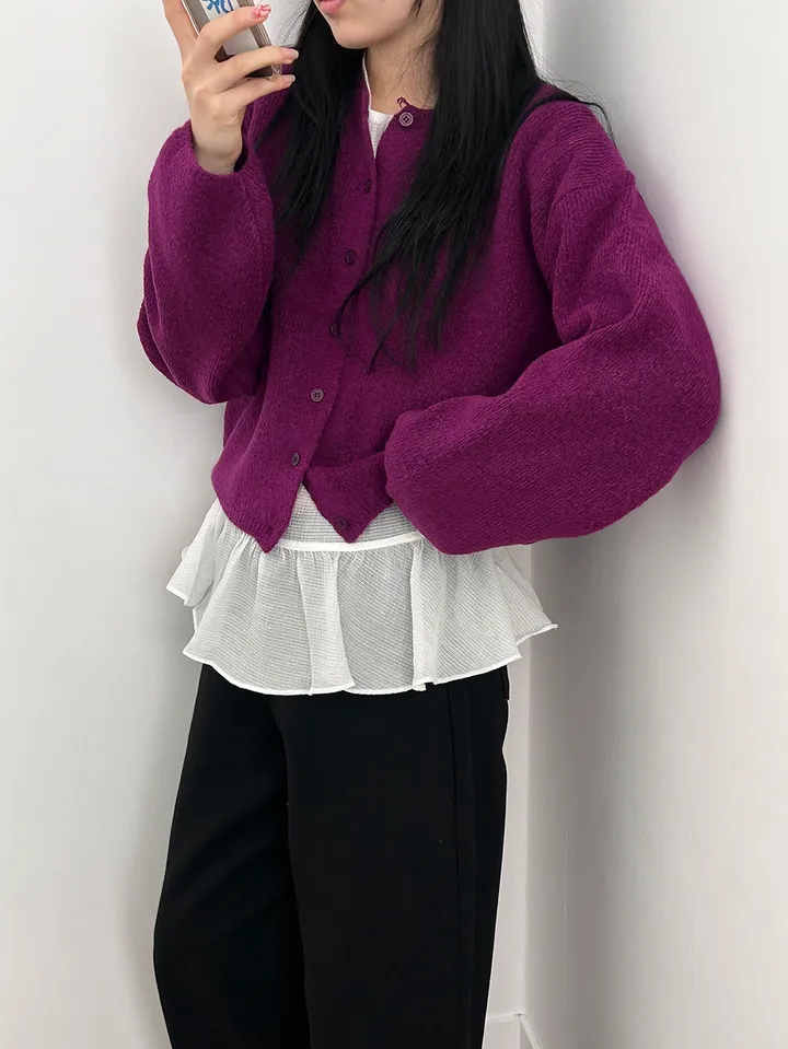 MD픽💜 엘가 라운드 세미크롭 니트 가디건(9color) 상세 이미지 6