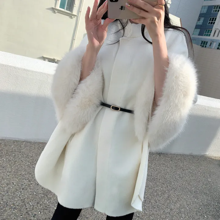 ❤주문폭주❤캐시 폭스퍼 케이프 코트(퍼 탈부착) 상세 이미지 4