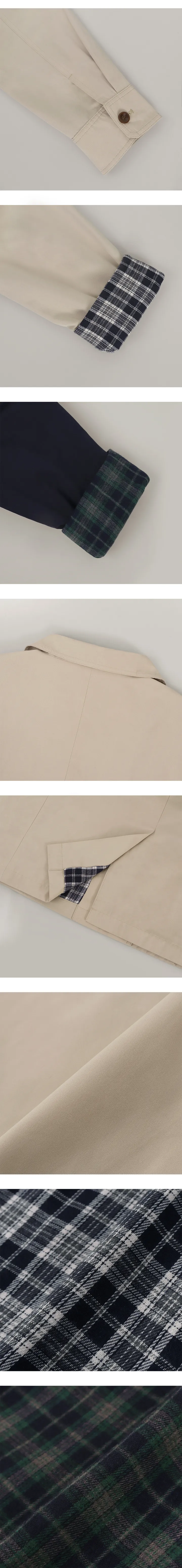 [🤎체크배색] 런던체크 하프 트렌치코트 -  2 color (SLOWMADE/자체제작/롤업포인트/야상/점퍼/내츄럴핏/더블카라/뒷슬릿) 상세 이미지 47